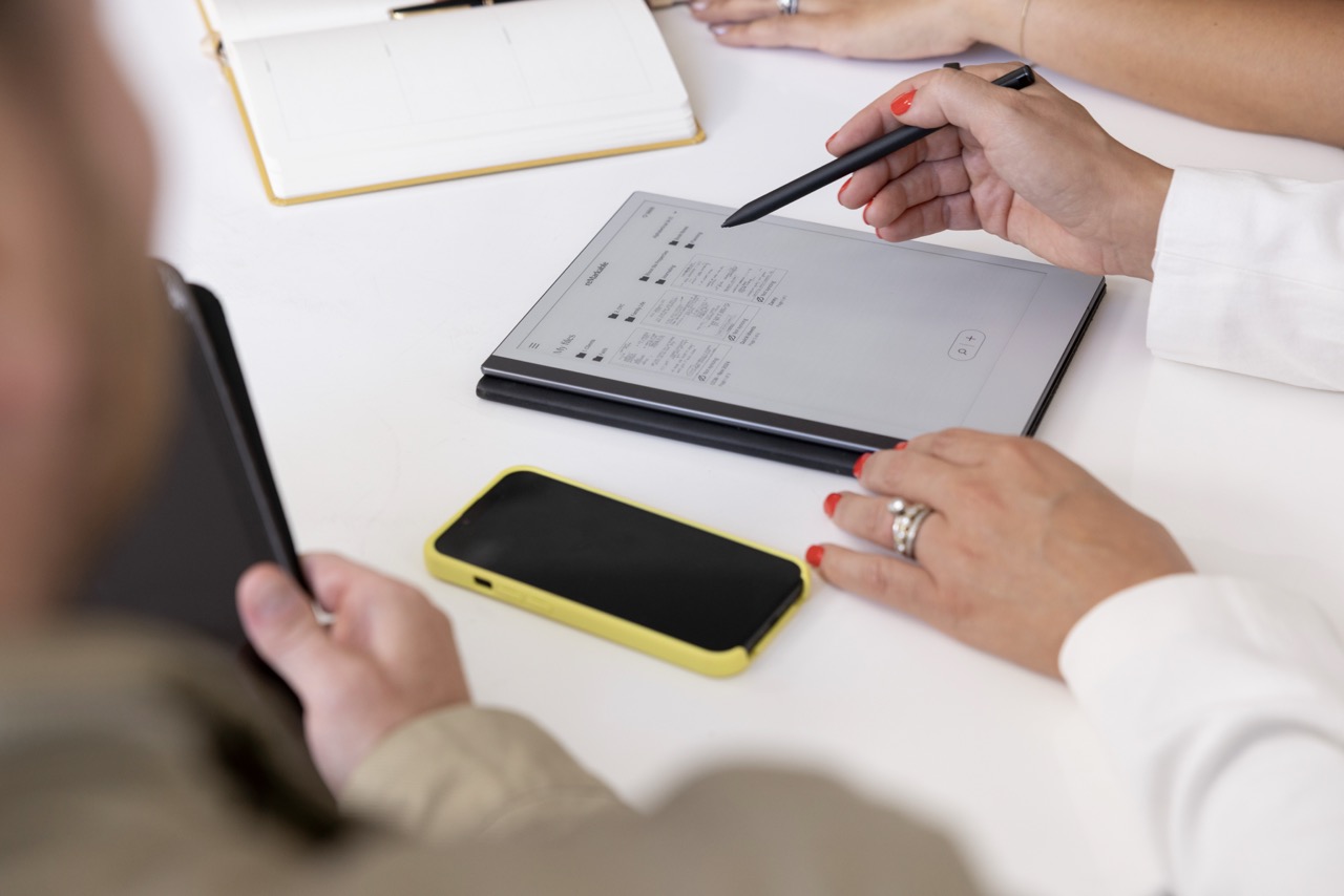 Strategist marking up a tablet