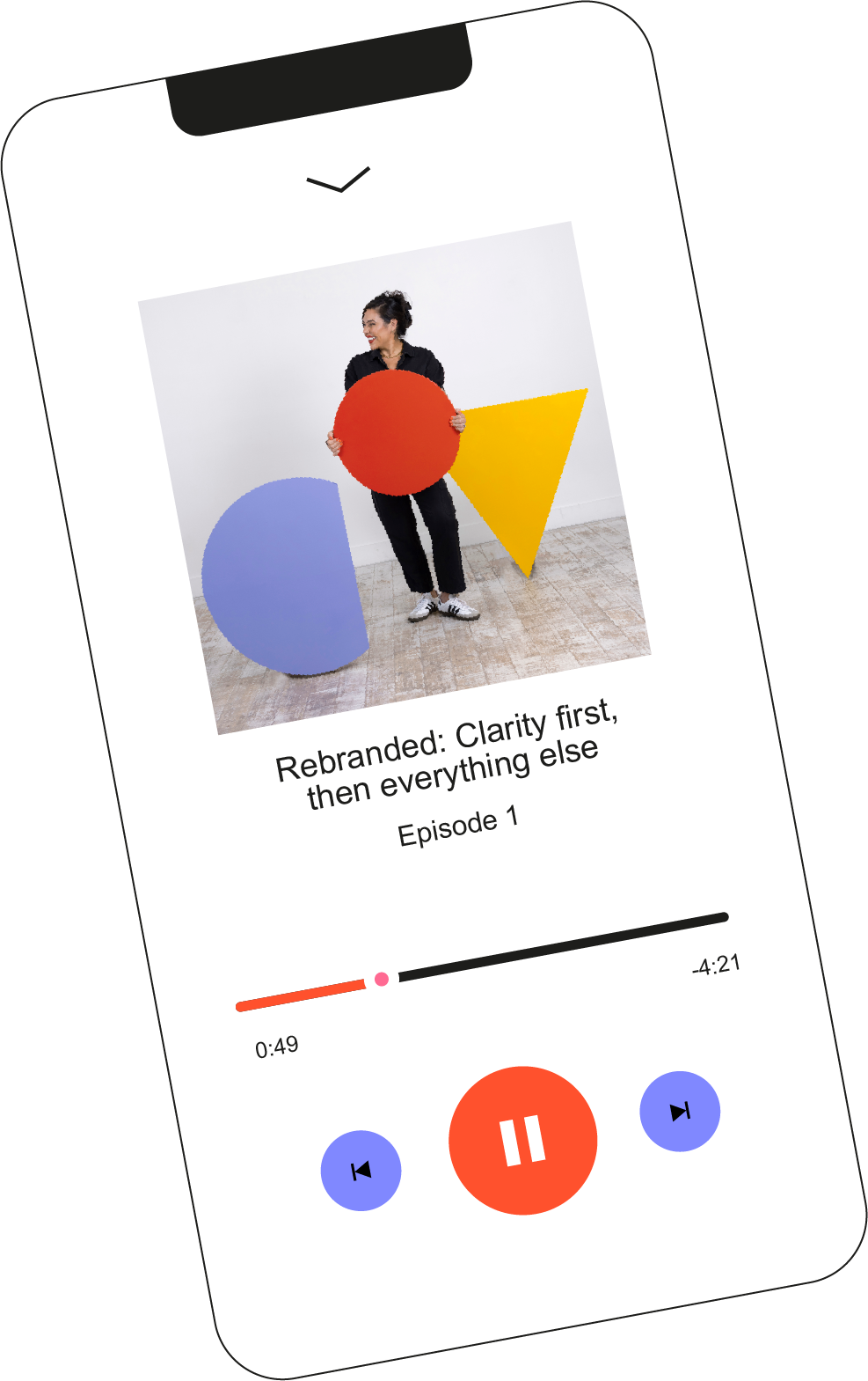 Rebranded podcast on mobile